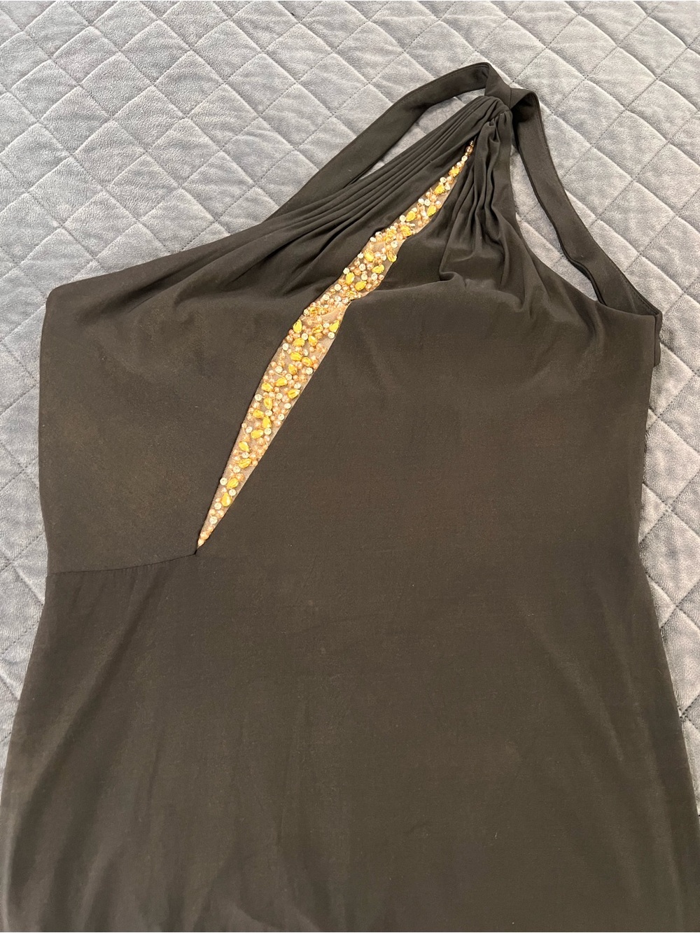 Mac Duggal Maxi One Shoulder Dress Women’s Medium Rhinestone Formal Evening B19 - Picture 3 of 11